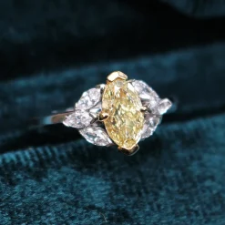 18ct Yellow and White Gold Yellow 'Moval' Diamond Ring