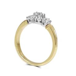 18ct Yellow and White Gold 3 Stone Vintage Style Diamond Ring
