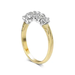 18ct Yellow and White Gold Vintage Style 5 Stone Diamond Ring
