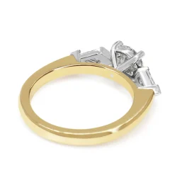 18ct Yellow and White Gold Brilliant and Kite Cut 3 Stone Diamond Ring