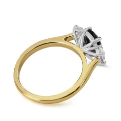 18ct Yellow and White Gold Oval Sapphire and Diamond 3 Stone Ring