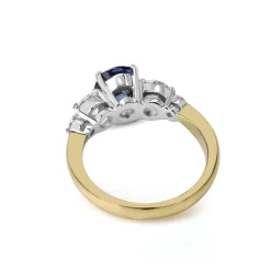 18ct Yellow and White Gold Oval Sapphire and Diamond 5 Stone Ring