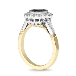 18ct Yellow and White Gold Oval Sapphire and Diamond Daisy Style Ring