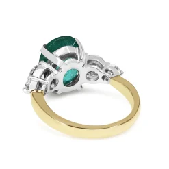 18ct Yellow and White Gold Emerald and Diamond 5 Stone Ring
