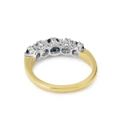 18ct Yellow and White Gold Sapphire and Diamond 5 Stone Ring