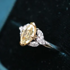 18ct Yellow and White Gold Yellow 'Moval' Diamond Ring