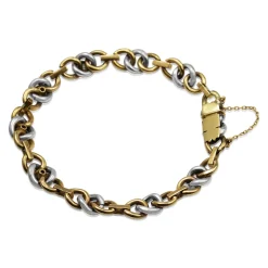 18ct Yellow and White Gold Antique French Bracelet with Old Cut Diamonds