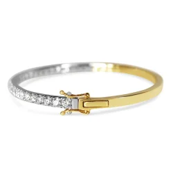 9ct Yellow and White Gold 3.05ct Hinged Diamond Bangle
