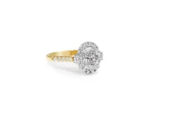 18ct Yellow and White Gold Oval Halo Diamond Ring