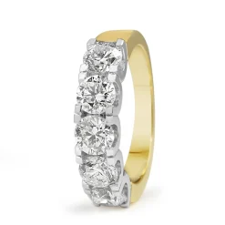 18ct Yellow and White Gold 5 Stone Diamond Ring