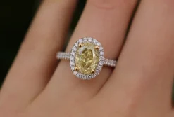 18ct Yellow and White Gold Fancy Yellow Oval Diamond Ring
