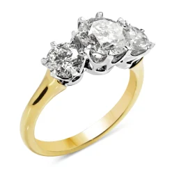 18ct Yellow and White Gold Victorian Style 3 Stone Diamond Ring