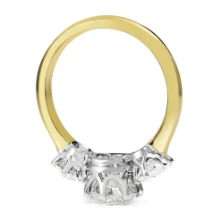 18ct Yellow and White Gold Victorian Style Old Cut Diamond 3 Stone Ring