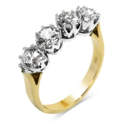 18ct Yellow and White Gold Victorian Style 4 Stone Diamond Ring
