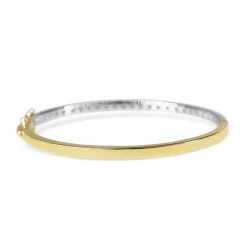 9ct Yellow and White Gold 3.05ct Hinged Diamond Bangle