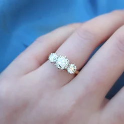 18ct Yellow and White Gold Victorian Style Old Cut Diamond 3 Stone Ring
