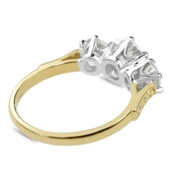 18ct Yellow and White Gold Antique Style 3 Stone Diamond Ring