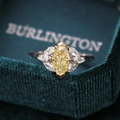 18ct Yellow and White Gold Yellow 'Moval' Diamond Ring