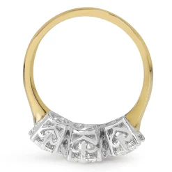 18ct Yellow and White Gold Victorian Style 3 Stone Diamond Ring