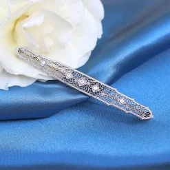 14ct Yellow and White Gold Filigree Art Deco Old Cut Diamond Brooch
