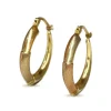 18ct Yellow Gold / 2 Tone Matte and Polished Hoop Earrings