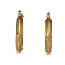 18ct Yellow Gold / 2 Tone Matte and Polished Hoop Earrings
