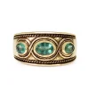 9ct Yellow Gold 3 Stone Emerald Vintage Style Ring