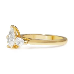 18ct Yellow Gold 3 Stone Pear Diamond Ring