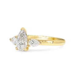 18ct Yellow Gold 3 Stone Pear Diamond Ring