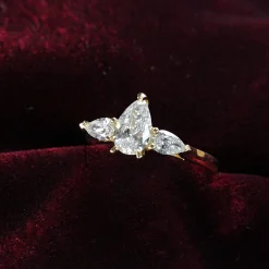 18ct Yellow Gold 3 Stone Pear Diamond Ring
