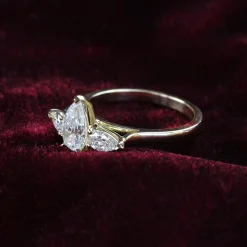 18ct Yellow Gold 3 Stone Pear Diamond Ring