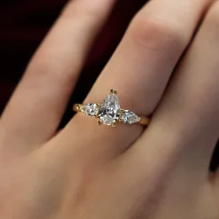18ct Yellow Gold 3 Stone Pear Diamond Ring