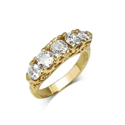 18ct Yellow Gold 5 Stone Victorian Style Old Cut Diamond Ring