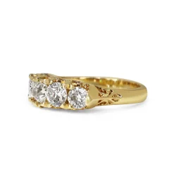 18ct Yellow Gold 5 Stone Victorian Style Old Cut Diamond Ring