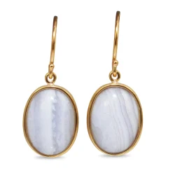 9ct Yellow Gold Agate Earrings