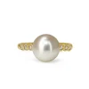 18ct Yellow Gold Akoya 9mm Pearl and Diamond Ring