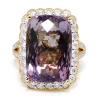 18ct Yellow Gold Amethyst and Diamond Daisy Style Halo Ring