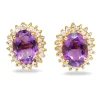 14ct Yellow Gold Amethyst and Diamond Stud Earrings