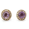 9ct Yellow Gold Amethyst and Diamond Stud Earrings