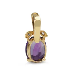 14ct Yellow Gold Amethyst and Diamond Pendant / Enhancer