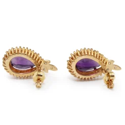14ct Yellow Gold Amethyst and Diamond Stud Earrings