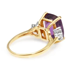 14ct Yellow Gold Amethyst and Diamond Vintage Ring