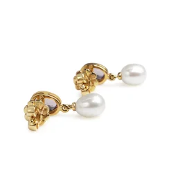 9ct Yellow Gold Amethyst and Pearl Earrings
