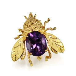 14ct Yellow Gold Amethyst Bee / Insect Brooch
