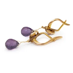 14ct Yellow Gold Amethyst Drop Earrings