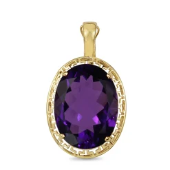 14ct Yellow Gold Amethyst Filigree Pendant / Enhancer