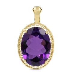 14ct Yellow Gold Amethyst Filigree Pendant / Enhancer