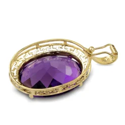14ct Yellow Gold Amethyst Filigree Pendant / Enhancer