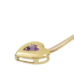 9ct Yellow Gold Amethyst Heart Necklace