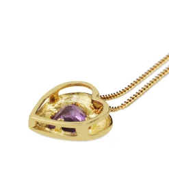 9ct Yellow Gold Amethyst Heart Necklace